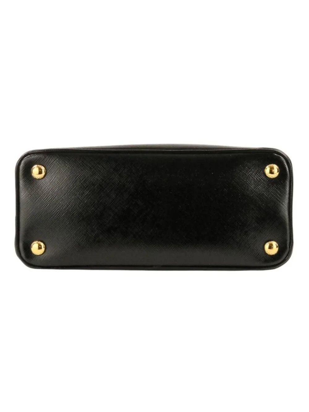 Prada Triangle Logo Leather Saffiano Vernis Clock 2-Way Shoulder Bag Black
